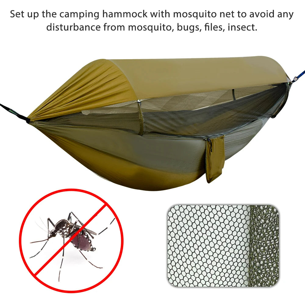 Hammock 3 in 1 Hammocks Sun Shelter Tarp Waterproof Durable Nylon with Anti-Mosquito Net Home Garden Play