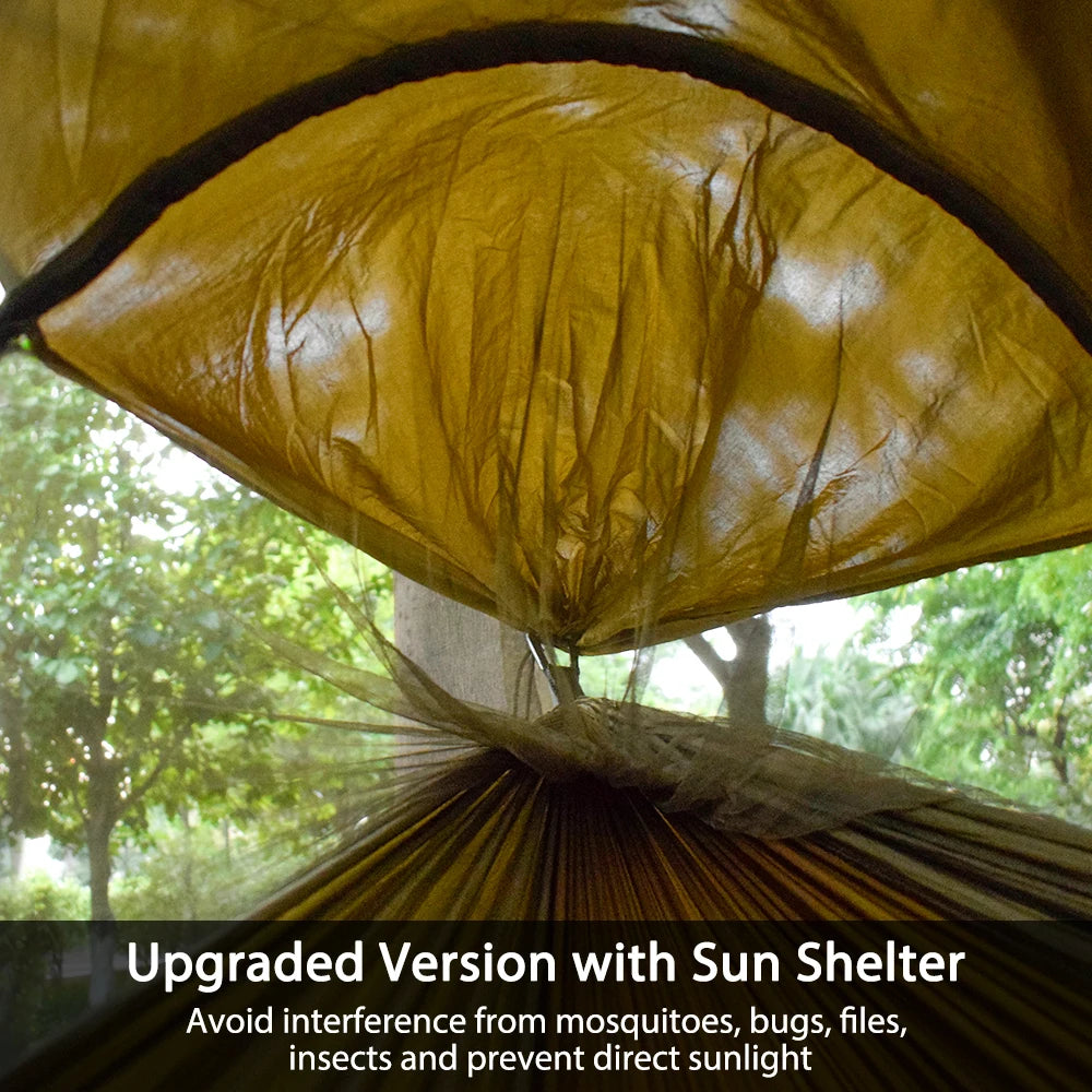 Hammock 3 in 1 Hammocks Sun Shelter Tarp Waterproof Durable Nylon with Anti-Mosquito Net Home Garden Play