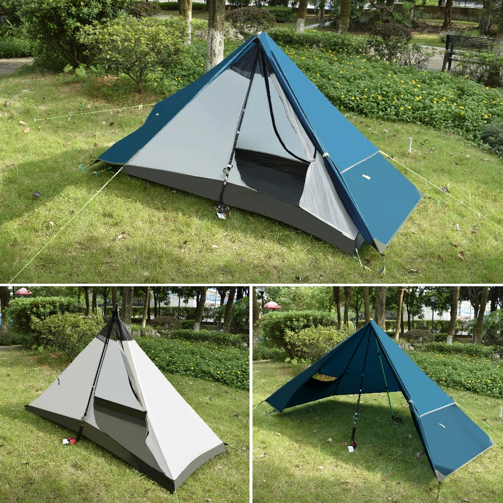 Ultralight Camping Tent One Person Four Season Waterproof No Poles Pyramid Tents  for Hiking Outdoor Tourist