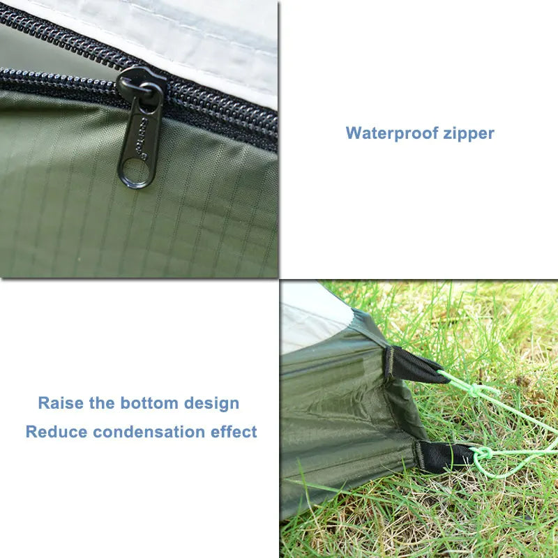 Ultralight Camping Tent One Person Four Season Waterproof No Poles Pyramid Tents  for Hiking Outdoor Tourist